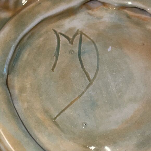 Vtg Light Green 2.5 X 6 Inch Ceramic Cabbage Dip/Condiment Bowl Signed - Picture 4 of 11